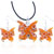 Orange Butterfly Dichroic Glass Pendant And Earring Set