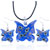Blue Butterfly Dichroic Glass Pendant And Earring Set