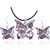 Silver Butterfly Dichroic Glass Pendant And Earring Set