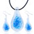 Pale Blue Flower Clear Drop Murano Glass Pendant And Earring Set