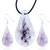 Pale Purple Flower Clear Drop Murano Glass Pendant And Earring Set