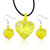 Yellow Flower Heart Shaped Pendant And Earring Set