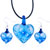 Pale Blue Flower Heart Shaped Pendant And Earring Set
