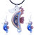 Purple And Blue Sea Horse Dichroic Glass Pendant And Earring Set