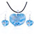 Pale Blue Heart Pendant And Earring Set