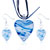 White And Blue Spiral Line Heart Pendant And Earring Set