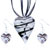 White And Black Spiral Line Heart Pendant And Earring Set
