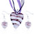 White And Purple Spiral Line Heart Pendant And Earring Set