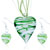 White And Green Spiral Line Heart Pendant And Earring Set
