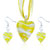 White And Yellow Spiral Line Heart Pendant And Earring Set