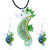 Green Sea Horse Dichroic Glass Pendant And Earring Set