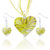 Yellow Waveline Heart Shaped Pendant And Earring Set