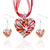 Red Waveline Heart Shaped Pendant And Earring Set