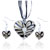 Black Waveline Heart Shaped Pendant And Earring Set