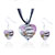 Black And White Zigzag Line Heart Pendant And Earring Set