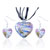 Yellow And Blue Zigzag Line Heart Pendant And Earring Set