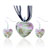 Green And White Zigzag Line Heart Pendant And Earring Set
