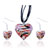 Black And Red Zigzag Line Heart Pendant And Earring Set