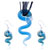 Blue Snake Dichroic Glass Pendant And Earring Set