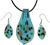 Topaz Toned Multi Colored Murano Glass Leaf Drop Design Pendant