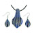 Onyx/opal Striped Murano Glass Leaf Drop Set Pendant