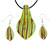Olive/amber Striped Murano Glass Leaf Drop Set Pendant