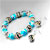 Murano Glass Sky Blue Interval Of Black Pattern Bracelet And Black Earrings Set Pendant