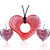 Silver Foil Red Crusted Heart Pendant And Earring Set