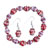 Red Millefiori Murano Glass Bicone And Ball With Flower Bracelet And Earrings Set