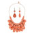 Light Orange Semi Precious Turquoise Stone Pendant Bubble Bib Statement Necklace