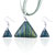 Green Triangular Fused Dichroic Glass Pendant And Earring Set