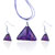 Purple Triangular Fused Dichroic Glass Pendant And Earring Set