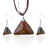 Tan Triangular Fused Dichroic Glass Pendant And Earring Set