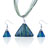Blue Triangular Fused Dichroic Glass Pendant And Earring Set