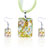 Silver Foil Yellow Flower Dichroic Glass Pendant And Earring Set