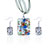 Silver Foil Flower Dichroic Glass Pendant And Earring Set