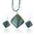 Green Stripe Dichroic Glass Pendant And Earring Set