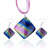 Blue And Purple Rainbow Dichroic Glass Pendant And Earring Set