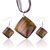 Tan Fused Dichroic Glass Pendant And Earring Set