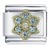 Gold Plated March Aquamarine Color Birthstone Flower Italian Charm