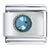 Silver Plated Round December Blue Zircon Color Birthstone Italian Charm
